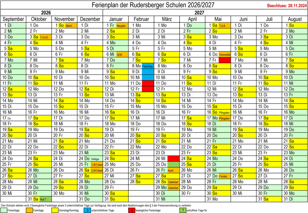 Ferienplaner 2024-25 Rudersberg